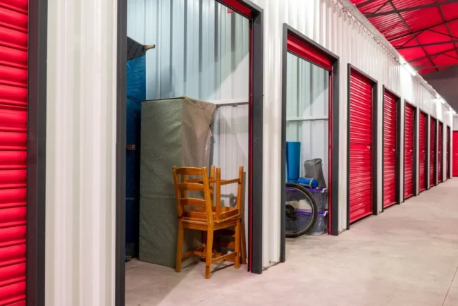 A Corridor View of a Series of Self-Storage Units